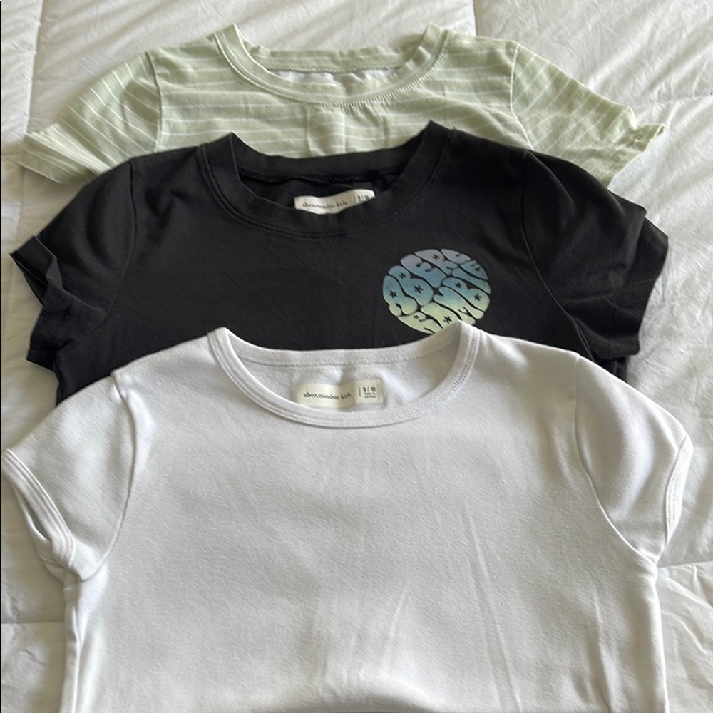 Abercrombie Kids Striped and Solid T-Shirts Trio